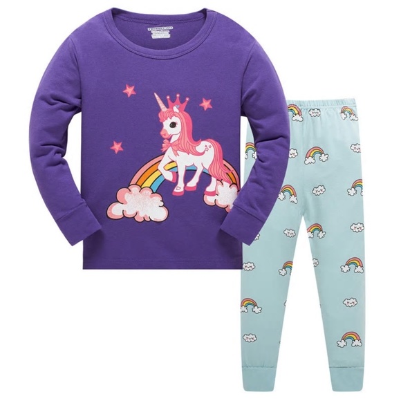 Pajamas Unicorn Girls Purpleteal 2 Pc Lgsleeve Pajamas Poshmark